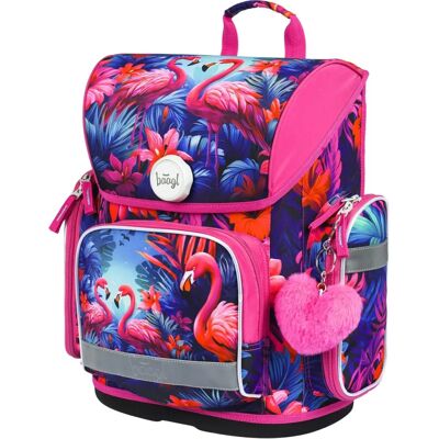 Sac d'école BAAGL - Rose avec flamants - Publicité Sac d'école BAAGL - Rose avec flamants - Publicité