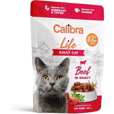 Calibra - Comida para Gatos con Carne en Salsa - 28x85g Calibra - Comida para Gatos con Carne en Salsa - 28x85g