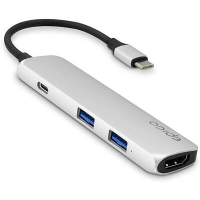 Epico 9915112100008 USB-C Laptop-Dock - 4K HDMI, USB Hub, Silber & Schwarz Epico 9915112100008 USB-C Laptop-Dock - 4K HDMI, USB Hub, Silber & Schwarz