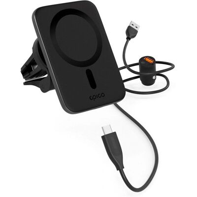 Epico Ultradünne Magnetische Autohalterung mit Kabellosem Laden - Schwarz Epico Ultradünne Magnetische Autohalterung mit Kabellosem Laden - Schwarz