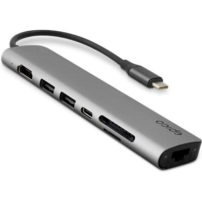 Epico USB-C Hub 8K 7-in-1 Harmaa Epico USB-C Hub 8K 7-in-1 Harmaa