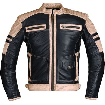 W-TEC Esbiker Bőr Motoros Kabát - Retro Stílus, Szellőzés, Sok Zseb W-TEC Esbiker Bőr Motoros Kabát - Retro Stílus, Szellőzés, Sok Zseb