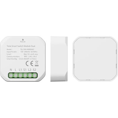 Tesla Smart Switch Module Dual, Inalámbrico, Wi-Fi, Blanco - Módulo Interruptor Inteligente Tesla Smart Switch Module Dual, Inalámbrico, Wi-Fi, Blanco - Módulo Interruptor Inteligente