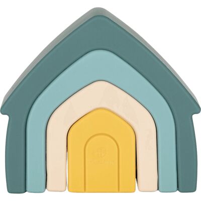 PETITE&MARS Silicone Stacking Toy House Misty Green 12m+ 4 pcs PETITE&MARS Silicone Stacking Toy House Misty Green 12m+ 4 pcs