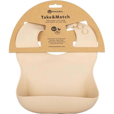 PETITE&MARS Baby Bib - Desert Sand - Adjustable, Food-Grade Silicone PETITE&MARS Baby Bib - Desert Sand - Adjustable, Food-Grade Silicone