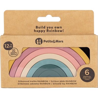 PETITE&MARS Rainbow Silicone Stacking Toy - 12m+ 6 pcs PETITE&MARS Rainbow Silicone Stacking Toy - 12m+ 6 pcs