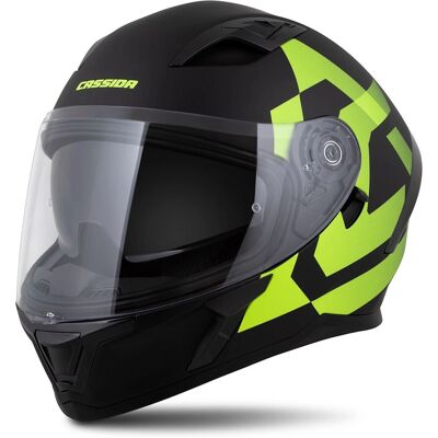 Cassida Orbit Grind Integralhelm - Matt Schwarz - Fluogelb - Motorradhelm Cassida Orbit Grind Integralhelm - Matt Schwarz - Fluogelb - Motorradhelm