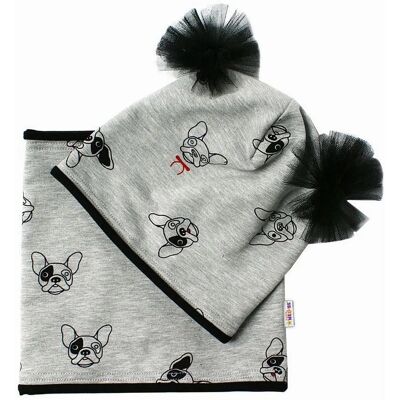 Baby Nellys - Čepička s tutu - Šedá - Černá - Dětský set Baby Nellys - Čepička s tutu - Šedá - Černá - Dětský set