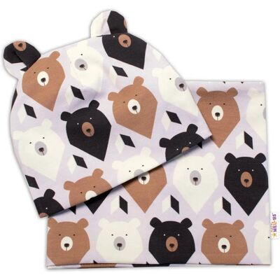 Baby Nellys - Dvouvrstvá čepice s oušky - hnědá - Baby Hat Baby Nellys - Dvouvrstvá čepice s oušky - hnědá - Baby Hat