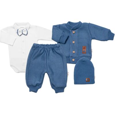 Baby Nellys - 5-dílná pletená sada - Modrá - 80 (9-12m) - souprava dětského oblečení Baby Nellys - 5-dílná pletená sada - Modrá - 80 (9-12m) - souprava dětského oblečení