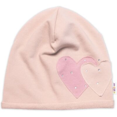 Baby Nellys Srdíčka s kamínky - Béžová - 80-86 (12-18m) - Bavlna - Hat Baby Nellys Srdíčka s kamínky - Béžová - 80-86 (12-18m) - Bavlna - Hat