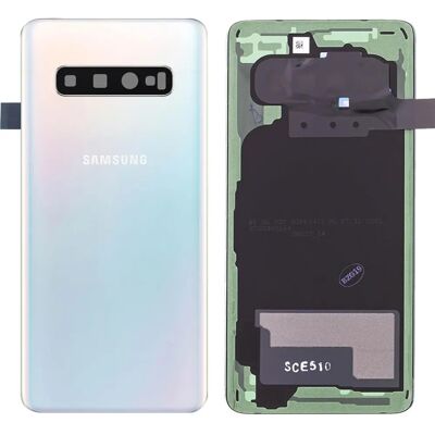 Clappio Carcasa trasera blanca para Samsung Galaxy S10 - Piezas de repuesto Clappio Carcasa trasera blanca para Samsung Galaxy S10 - Piezas de repuesto
