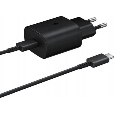 Originální 25W USB-C Nabíječka a Kabel Samsung - Černá Originální 25W USB-C Nabíječka a Kabel Samsung - Černá