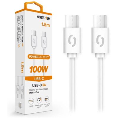 Aligator USB C 1,5m Weiß - USB Kabel Unterstützt Aligator USB C 1,5m Weiß - USB Kabel Unterstützt