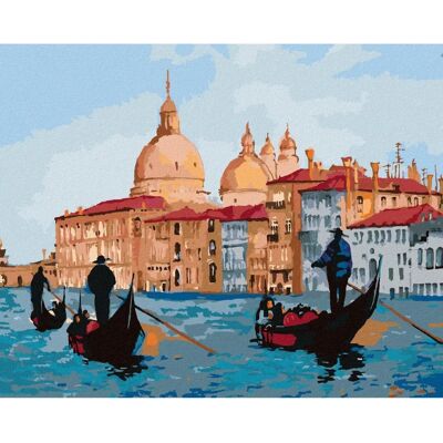 Sada na malování ZUTY - Výhled na gondoly v Benátkách 80x100 cm - Bez rámu Sada na malování ZUTY - Výhled na gondoly v Benátkách 80x100 cm - Bez rámu