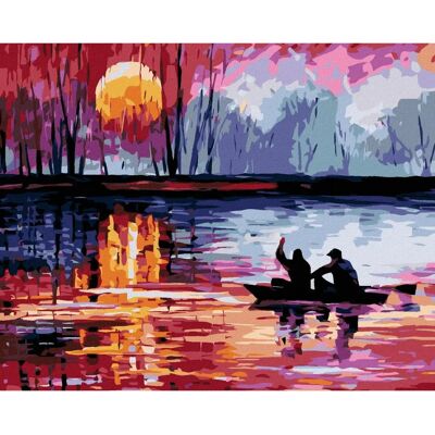 Zuty - ZÁPAD SLUNCE NA JEZEŘE II - 40x50 cm - Vytáhnuté plátno na rám - Diamantové malování sady Zuty - ZÁPAD SLUNCE NA JEZEŘE II - 40x50 cm - Vytáhnuté plátno na rám - Diamantové malování sady