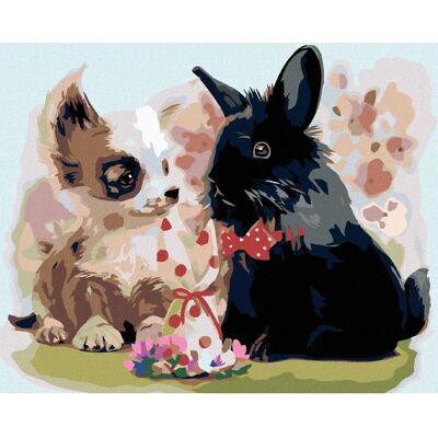 Zuty - Štěně s černým králíkem - 40x50 cm - Diamantové malování sada Zuty - Štěně s černým králíkem - 40x50 cm - Diamantové malování sada