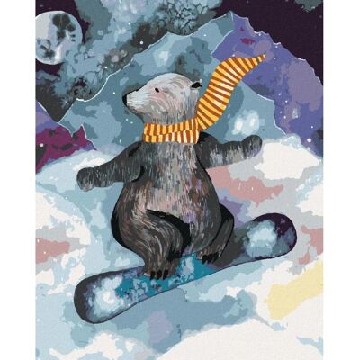 Zuty - Bear on Snowboard - 40x50 cm - bez rámu - Diamond painting kit Zuty - Bear on Snowboard - 40x50 cm - bez rámu - Diamond painting kit