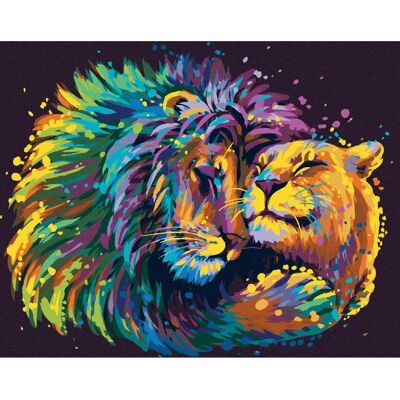 Zuty - LEV A LVICE V BARVÁCH - 40x50 cm - Bez rámu - Diamond Painting Kit Zuty - LEV A LVICE V BARVÁCH - 40x50 cm - Bez rámu - Diamond Painting Kit