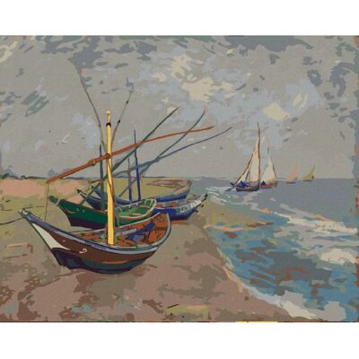 Zuty - Rybářské lodě Saintes-Maries - 40x50 cm - Napnuté plátno na rám - Diamantové malování Zuty - Rybářské lodě Saintes-Maries - 40x50 cm - Napnuté plátno na rám - Diamantové malování
