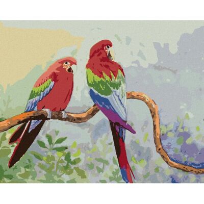 Zuty - Diamantové malování Barevné papoušci na větvi - 40x50 cm - natažené plátno - Diamond painting Zuty - Diamantové malování Barevné papoušci na větvi - 40x50 cm - natažené plátno - Diamond painting