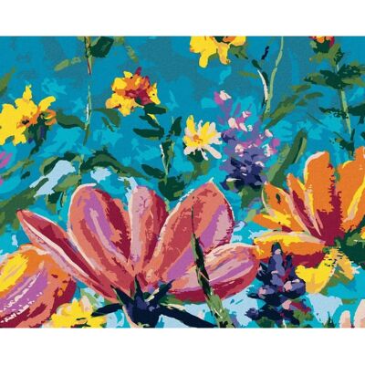 Zuty - MIX KVĚTIN NA MODRÉM POZADÍ - 40x50 cm - Diamond painting kit Zuty - MIX KVĚTIN NA MODRÉM POZADÍ - 40x50 cm - Diamond painting kit