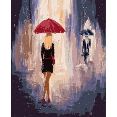 Zuty - ŽENA S MUŽEM S DEŠTNÍKY - 40x50 cm - natažené plátno na rámu - Diamantové malování Zuty - ŽENA S MUŽEM S DEŠTNÍKY - 40x50 cm - natažené plátno na rámu - Diamantové malování