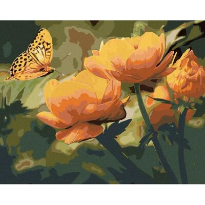 Zuty - MOTÝL A ORANŽOVĚ KVĚTINY - 40x50 cm - Diamond painting Zuty - MOTÝL A ORANŽOVĚ KVĚTINY - 40x50 cm - Diamond painting