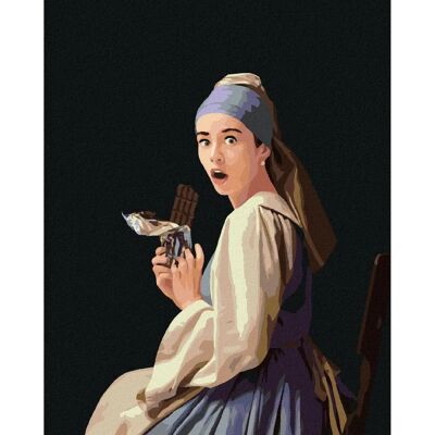 Zuty - Diamantové malování - DÍVKA S PERLOU A CHOKOLÁDA - 40x50 cm - Wall Art Zuty - Diamantové malování - DÍVKA S PERLOU A CHOKOLÁDA - 40x50 cm - Wall Art