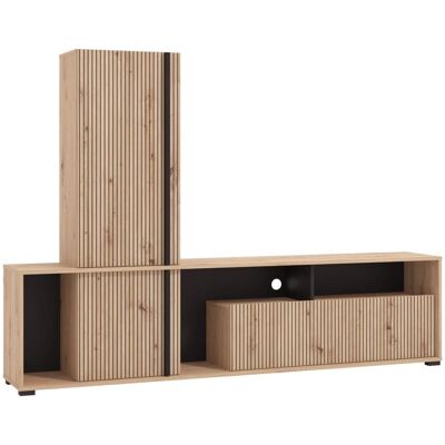 Meuble TV Moderne Belutzy avec 3 Portes et Étagères - Fabriqué en Europe - Publicité Meuble TV Moderne Belutzy avec 3 Portes et Étagères - Fabriqué en Europe - Publicité