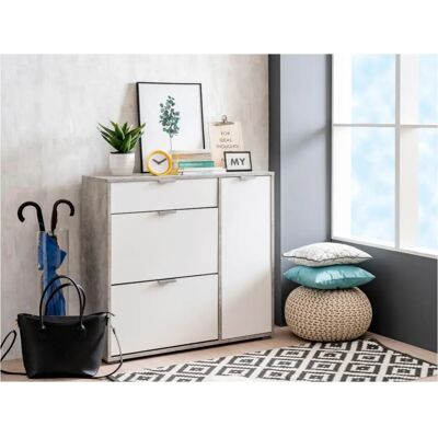 Vente-Unique Arietta Shoe Storage - White and Concrete Vente-Unique Arietta Shoe Storage - White and Concrete
