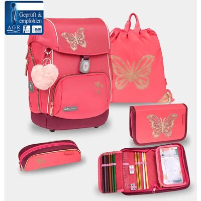 Belmil - Premium Comfy Plus - Koral - Zestaw 5 sztuk - Plecak szkolny Belmil - Premium Comfy Plus - Koral - Zestaw 5 sztuk - Plecak szkolny