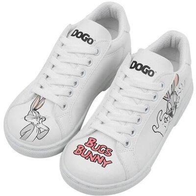 DOGO Dziecięce Wegańskie Skórzane Białe Trampki Warner Bros - Sneakers DOGO Dziecięce Wegańskie Skórzane Białe Trampki Warner Bros - Sneakers