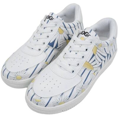 DOGO Weiße Vegane Ledersneaker - Daisy Streifen Design - Damen DOGO Weiße Vegane Ledersneaker - Daisy Streifen Design - Damen