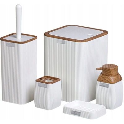 Viking Choice Badkamer Set - Wit, Hout, Vierkant - 5 Stuks Viking Choice Badkamer Set - Wit, Hout, Vierkant - 5 Stuks