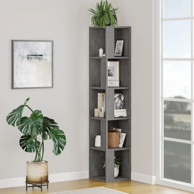 Megapap Corner Bookcase - Retro gray - 31.4x31.4x158.9cm - Corner Bookcase Megapap Corner Bookcase - Retro gray - 31.4x31.4x158.9cm - Corner Bookcase
