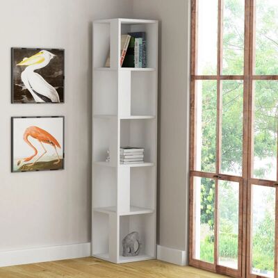 Decortie White Corner Bookcase - Tall Display Unit 159cm Decortie White Corner Bookcase - Tall Display Unit 159cm