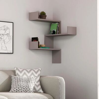 Libreria a Parete Shally Dogan 3 Piani Risparmio Spazio Tortora 60x22x90H cm Libreria a Parete Shally Dogan 3 Piani Risparmio Spazio Tortora 60x22x90H cm