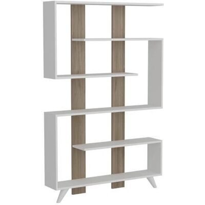 Toilinux 103155 Scandinavisch Boekenkast Wit Walnoot - Boekenkast Toilinux 103155 Scandinavisch Boekenkast Wit Walnoot - Boekenkast