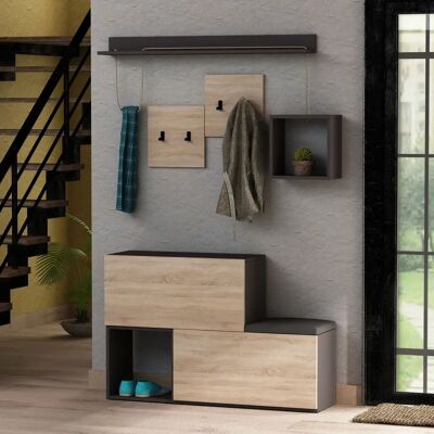 Kalune Design Flurgestell - Anthrazit, Sonomo - Garderobe & Schuhschrank - Flurgestell Kalune Design Flurgestell - Anthrazit, Sonomo - Garderobe & Schuhschrank - Flurgestell