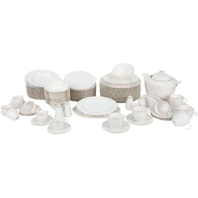 Service de vaisselle en porcelaine Kutahya Porselen - 83 pièces - Blanc/Or - Publicité Service de vaisselle en porcelaine Kutahya Porselen - 83 pièces - Blanc/Or - Publicité