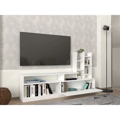 VENTE-UNIQUE Weißes Wand-TV-Möbel mit Regalen VENTE-UNIQUE Weißes Wand-TV-Möbel mit Regalen