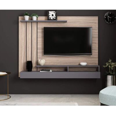 Homemania Mobili TV Lawrance - Antracite e Legno - 157x21x120 cm Homemania Mobili TV Lawrance - Antracite e Legno - 157x21x120 cm