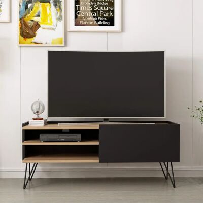 Homemania Aral TV-Schrank - Schwarz/Wood - 124x37x50 cm Homemania Aral TV-Schrank - Schwarz/Wood - 124x37x50 cm