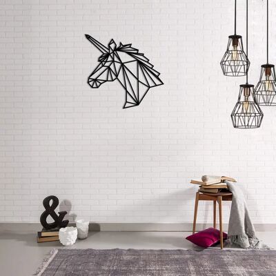 Decoración de Pared Unicornio de Homemania - Acero - 53x0.15x50 cm Decoración de Pared Unicornio de Homemania - Acero - 53x0.15x50 cm