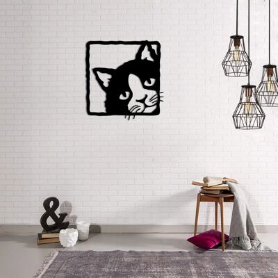 Decoración de Pared Gato Homemania - Acero Negro 45x0,15x47 cm - Arte en Pared Animal Decoración de Pared Gato Homemania - Acero Negro 45x0,15x47 cm - Arte en Pared Animal