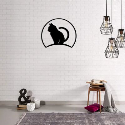 Homemania Decoración de Pared Gato Acero 60x0,15x48 cm - Decoración Homemania Decoración de Pared Gato Acero 60x0,15x48 cm - Decoración