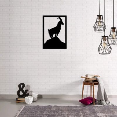 Decorazione in acciaio con capra - Arte murale animale - Nero - 34cm Decorazione in acciaio con capra - Arte murale animale - Nero - 34cm