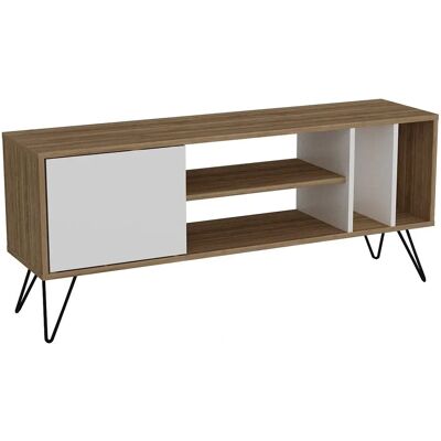 Meuble TV Decorotika Mistico 140 cm - Noyer & Blanc - Publicité Meuble TV Decorotika Mistico 140 cm - Noyer & Blanc - Publicité