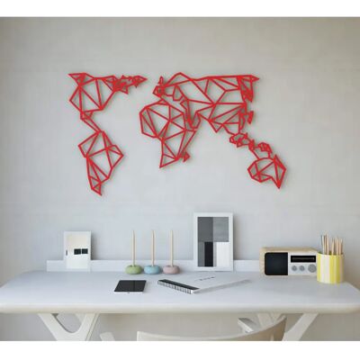 Homemania Decoración de Pared Mundo - Acero Rojo - 100x0,15x58 cm Homemania Decoración de Pared Mundo - Acero Rojo - 100x0,15x58 cm